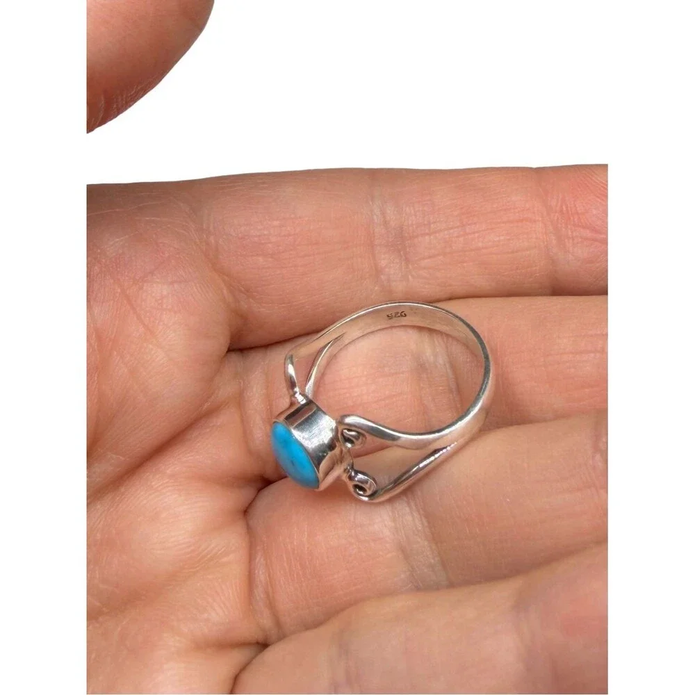 Sleeping Beauty Turquoise Ring Size 7.5 Solid 925 Sterling Silver